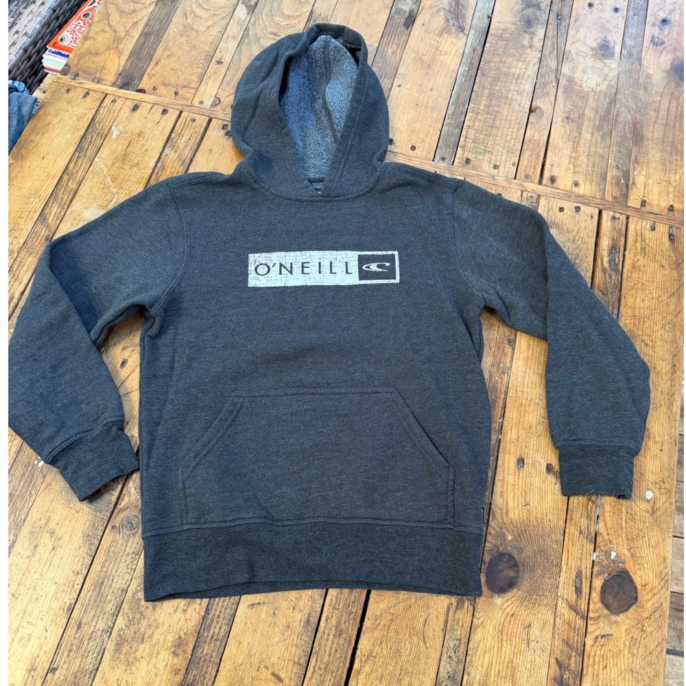 ONeill Boys M 8 Hoodie Charcoal Gray Fleece Surf Skate Graphic Pullover